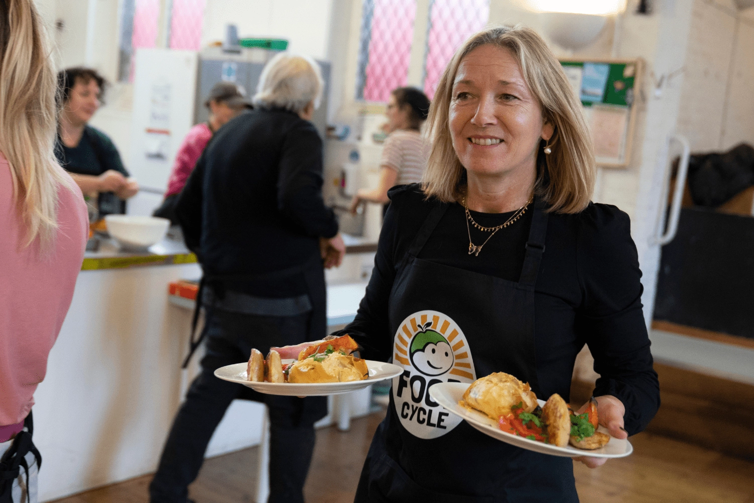 Woman serving food