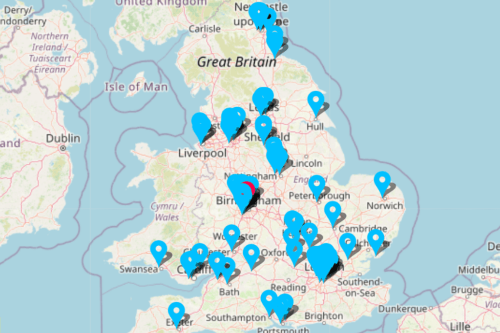 FoodCycle locations on a map