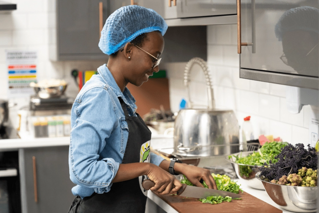 Woman chopping vegetables